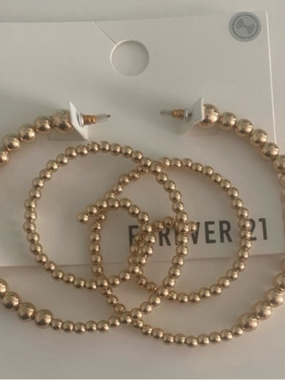 Forever 21 Gold Beaded Hoop Earring Set - Three Sizes